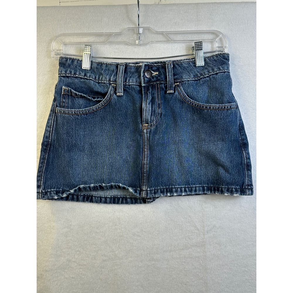 Hollister Denim Mini Skort Medium Wash Distressed Hem Size 000 W23